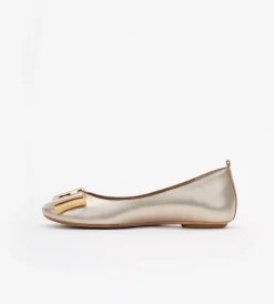 Złote baleriny damskie